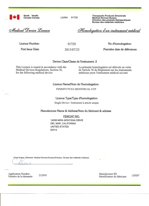 Health Canada Certification